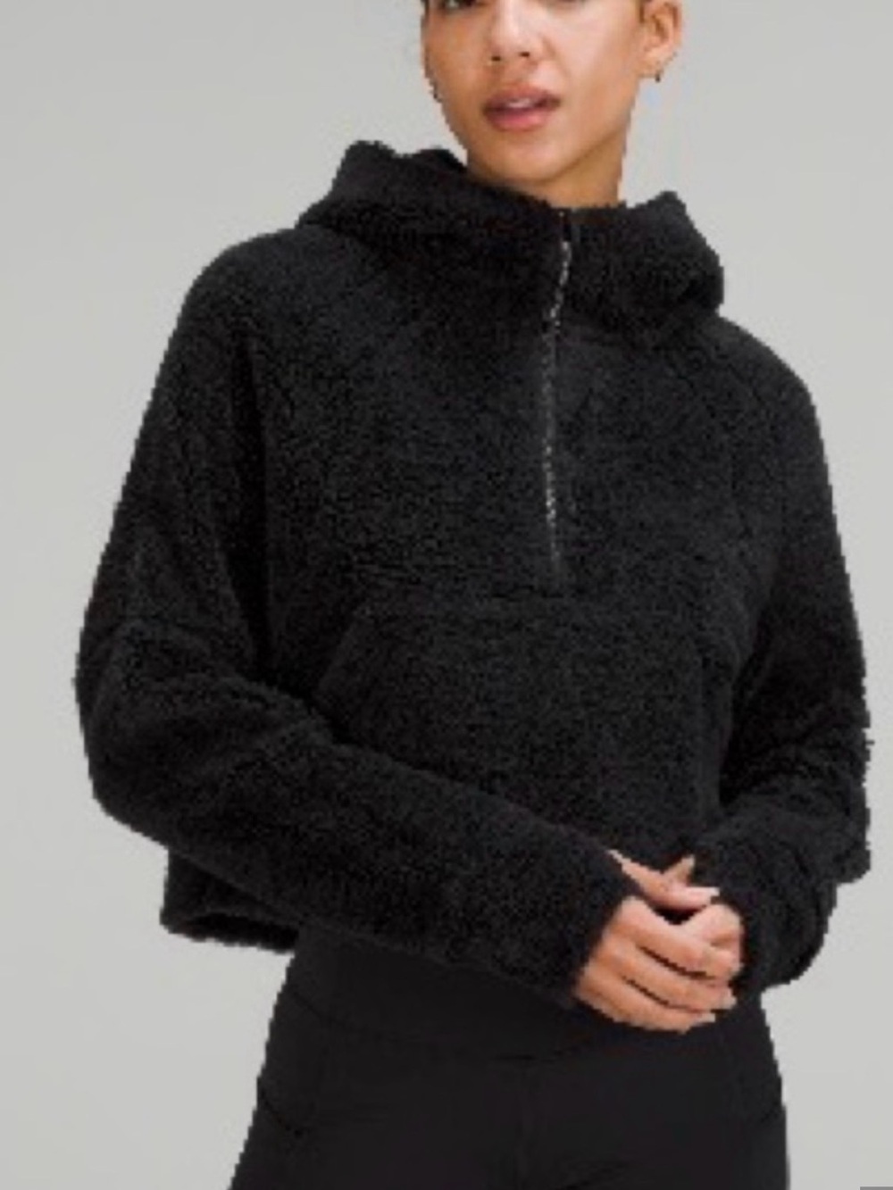 Lululemon black Scuba oversized half zip fleece hoodie. Size XS/S. Front pocket.